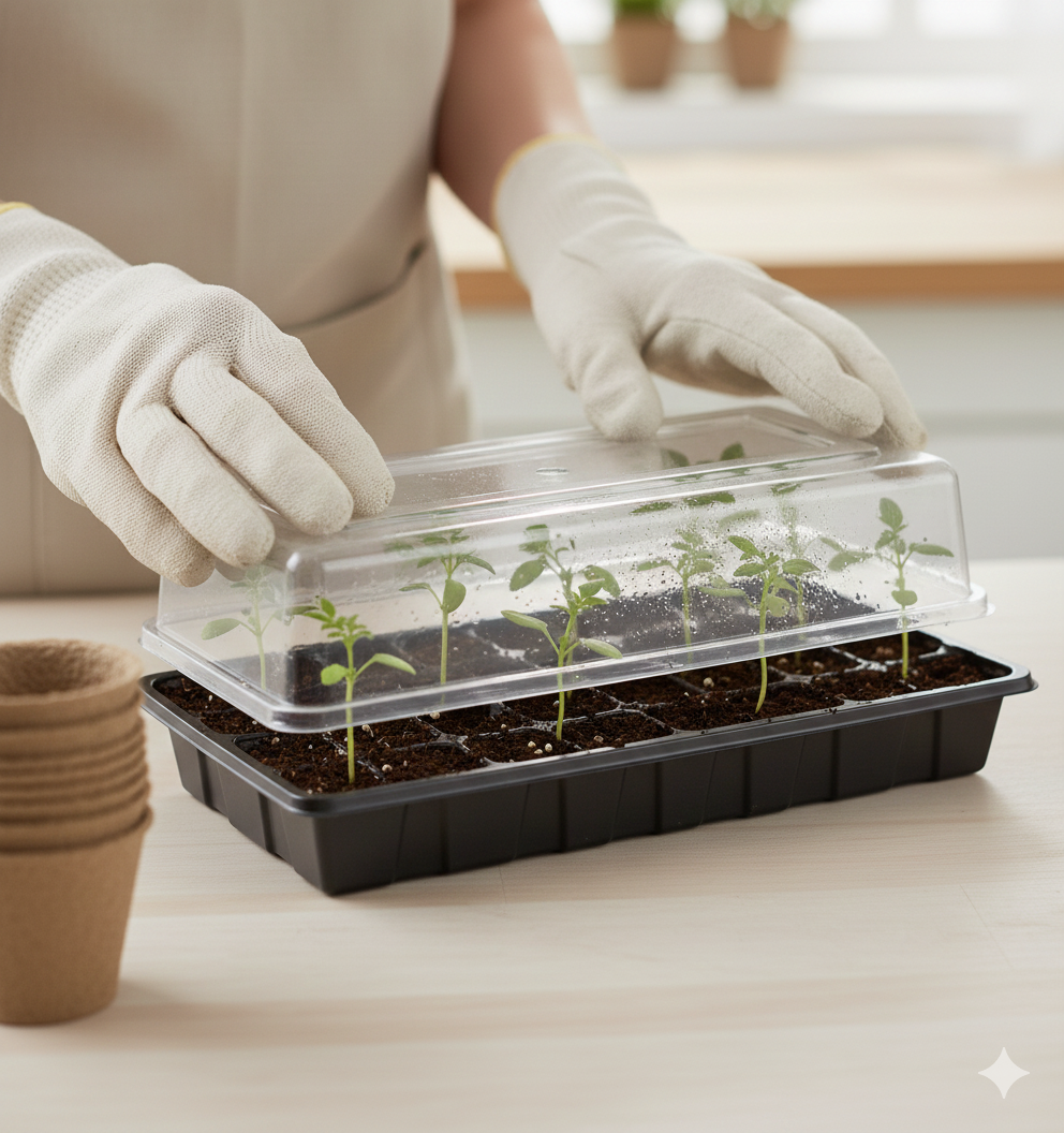 Dēstu audzēšanai, mini siltumnīcas, podiņi dēstiem, kūdras podiņi.