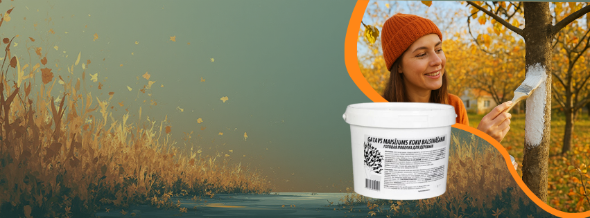 Maisījums augļu koku kaļķošanai, balsinašanai