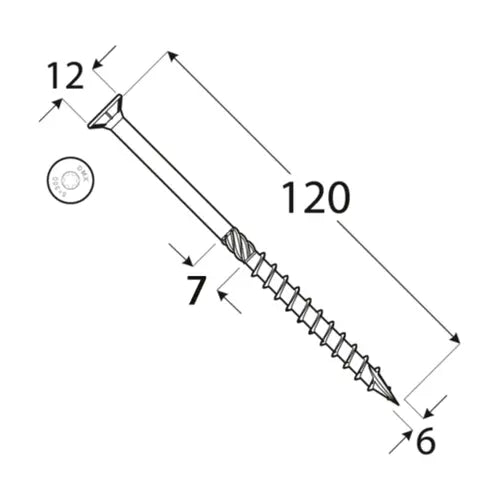 Skrūve celtniecības kokam Torx