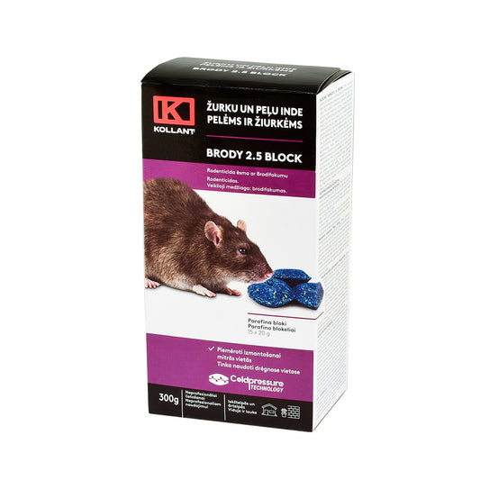 Žurku un peļu inde Brody 2.5 Block 15x20g