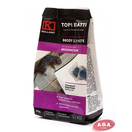 Žurku, peļu inde Brody pasta grauzējiem 15x10g